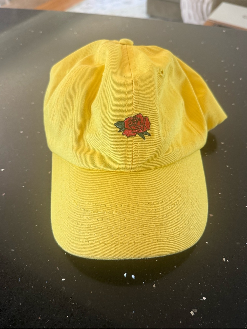 Yellow Rose Embroidered Baseball Hat